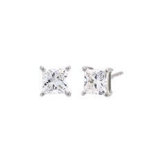 14K White Gold / 1 CT Lab Grown Diamond Princess Cut Four Prong Stud Earring 14K - Adina's Jewels Modern Prong Setting Earrings For Formal Occasions, Luxury 14k White Gold Bridal Earrings, Brilliant Cut 14k White Gold Earrings, Platinum White Gold Bridal Earrings For Gift, Formal Diamond Earrings In 14k Gold, White 14k Gold Earrings, Modern White Gold Brilliant Cut Earrings, Modern White Gold Earrings With Brilliant Cut, Fine Jewelry White 14k Gold Earrings