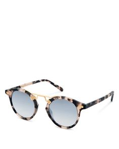 Krewe - Women's St. Louis 24K Mirrored Round Sunglasses, 46mm Gold Wayfarer Sunglasses For Formal Occasions, Classic Gold Round Sunglasses, Luxury Gold Wayfarer Sunglasses, Luxury Round Tinted Sunglasses, Luxury Round Frame Tinted Sunglasses, Luxury Tortoiseshell Round Frame Sunglasses, Krewe Of Iris Sunglasses, Designer Sunglasses, St Louis