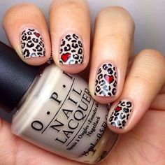 Leopard Nail Designs, Leopard Nail Art, Sassy Style, Heart Nail Designs, Animal Print Nails Art, Cheetah Nails, Valentine Nail Art, Leopard Print Nails, Valentine Nails