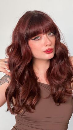 Red Chocolate Hair Color, Cinnamon Red Hair, Haircut References, Chocolate Cherry Hair, Copper Hair Dark, Wine Hair, Cherry Hair, Ginger Hair Color, Hair Color Auburn