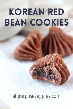 korean red bean cookies on a white plate with text overlay that says korean red bean cookies