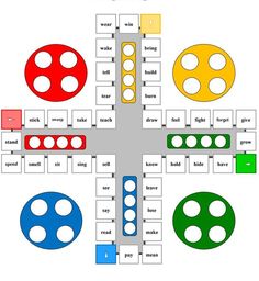 the floor plan for an office building with four different colored circles and two red, one blue