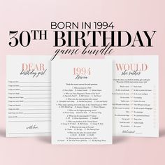 a birthday party game with the words born in 1994 and an image of a woman's face