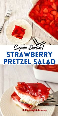 this strawberry pretzel salad is made with fresh strawberries