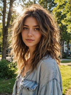 Medium Length With Lots Of Layers, Shaggy Haircuts Medium Wavy Hair, Shag Haircut Natural Wavy Hair, Wolf Haircut Styling Ideas, Long Hair With Choppy Layers Texture, Lots Layered Hair, Mid Length Wavy Blonde Hair, Medium Length Hair For Thick Wavy Hair, Haïr Cut Style For Curly Hair