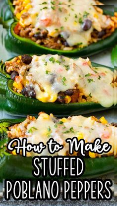 how to make stuffed poblano peppers with cheese and other toppings on top