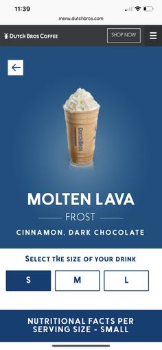 the frozen drink is being advertised for sale on the app store's mobile website