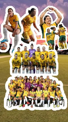 the women's soccer team is shown in this collage with their names and numbers