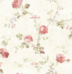 an old fashioned wallpaper with pink roses on it