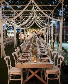 an instagram page with a table and chairs set up for a formal dinner in the evening