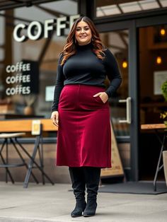 16 Winter Outfit Ideas with Red » Lady Decluttered Curvy Winter Outfits Plus Size, Plus Size Winter Outfits Dressy, Maroon Shirt Outfit, Plus Size Holiday Outfits, Colorful Faux Fur Coat, Brunch Outfits, Outfits Stylish, Outfit Plus Size