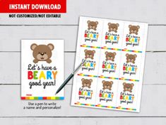 teddy bear baby shower stickers with the words, it's time to be a good year