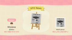 an animal crossing game screen with the news on it's easel and other characters