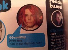 an advertisement for gerard way on the wall