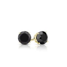 4-Prong Basket-set black round diamond stud earrings make a stylish statement in beauty. These 14k yellow gold stud earrings sparkle with a total weight of 0.50 ct. and are available with push-back, screw back or lever back clasps. Black Diamond Stud Earrings, Round Diamond Stud Earrings, Black Diamond Pendant, Black Diamond Earrings Studs, Black Diamond Studs, Yellow Gold Stud Earrings, Halo Diamond Earrings, Solitaire Diamond Pendant, Black Diamond Earrings