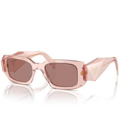 From Prada&#x2C; the Unisex PR 17WS 49mm Transparent Rectangle Sunglasses feature: Rectangle shapeAcetate frameNot Rx-ableMirrored plastic lensNon-polarized Approx. 49mm lens- 20mm bridge- 145mm temple Imported. Pink Prada Sunglasses, Prada Outfits, Sunglass Collection, Closet Wishlist, Fashion Moodboard, Pink Sunglasses, Shades Sunglasses, Prada Sunglasses, Rectangle Sunglasses