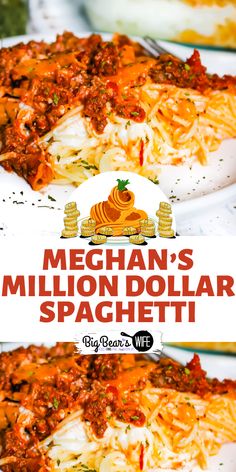 the cover of megahan's million dollar spaghetti is shown in red and white