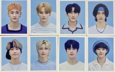 nine pictures of young men with different hair colors