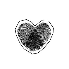 a fingerprint in the shape of a heart on a white background with black lines