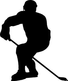 the silhouette of a hockey player holding a stick