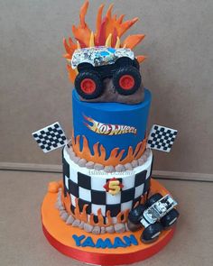 a birthday cake made to look like a monster truck