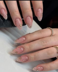 Gel Nails For Engagement, Pink Celestial Nails, Soft Gel Nails Design Classy, Korean Nails Acrylic, Nails Color Palette, Soft Gel Nails Design, Dainty Nail Designs, Nails With White Tips, Almond Short Nails