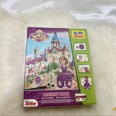 an activity book for children with pictures of people in the city and castle on it