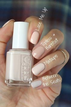 Beige Nails By Skin Tone Range, Almond Milk Nail Color, Vanilla Nail Polish, Essie 2023 Summer, Essie Top Less And Barefoot Pink, Essie Pedicure Colors, Essie Natural Nail Polish, Essie Neutral Colors, Nude Nails Pale Skin