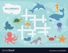 crossword puzzle game with sea animals