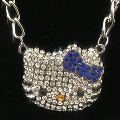 Xlarge Hello Kitty Blue Bow Crystal Necklace Condition: 100% Brand New Made Of Anti-Tarnish Nickel Free Alloy And Complemented With Various Colors Of Austrian Crystals Necklace With Toggle Clasp Closure 20" In Length The Kitty Face Measures 49mm (1.93 Inches) In Width And 44mm (1.73 Inches) In Height Hello Kitty Jewelry, Crystals Necklace, Y2k Accessories, Jewelry Accessories Ideas, Accessories Ideas, Blue Bow, Girly Jewelry, Toggle Clasp, Gyaru