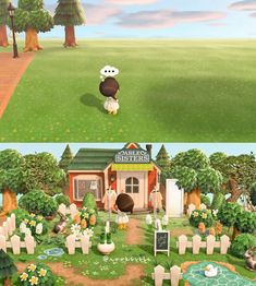 two screens showing the same scene in animal crossing