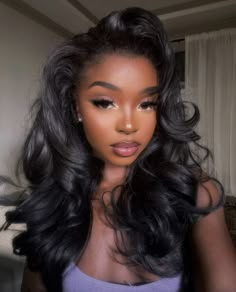 Curls For Long Hair Black Women, Black Women 90s Hairstyles, Feathered Side Bangs, Kibbe Hair, Big Hair Black Women, Taurus Midheaven, 90s Bombshell Hair, Big Curls Black Women, Pageant Curls