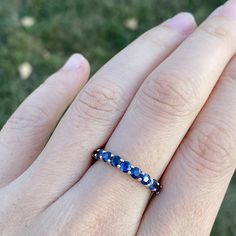 Timeless and beautiful! Handcrafted in 14K solid gold, this half eternity ring features well-matched natural blue sapphire. Made to Order Ship within 3-4 weeks. - Stone info: natural blue sapphire - Stone size: 3mm - Ct weight: 1.43ctw - Made in 14 karat gold. - Stamp with 14K Blue Sapphire Eternity Band, Sapphire Band Ring, Sapphire Eternity Band, Eternity Ring Gold, Ring Sapphire, Sapphire Band, Full Eternity Ring, Jewelry Appraisal, Eternity Band Ring