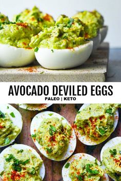 avocado deviled eggs are stuffed with guacamole