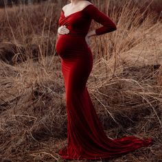 Slim Fit Maternity Gown, Long Sleeve, V Neck. Fits Sizes Small/Medium. Worn Twice. No Stains Or Tears. Red Velvet Maternity Dress, Red Fitted Long Sleeve Gown, Red Fitted Gown With Long Sleeves, Red Long Sleeve Dress With Fitted Bodice, Red Long Sleeve Dresses With Fitted Bodice, Elegant V-neck Maternity Gown, Long Sleeve Red Dress With Sweep Train, Red Long Sleeve Dress With Sweep Train, Elegant Fitted Maternity Dress