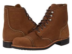 Red Wing Heritage Iron Ranger - Women's Lace-up Boots : Clove Acampo : The Red Wing Heritage® Iron Ranger boot is as tough as the miners that wore them. Rough and tough leather upper with stitch detail. Traditional lace-up closure through nickel eyelets. Soft leather lining naturally wicks away moisture to keep your feet cool and dry throughout the day. Texon footbed molds to your feet creating an enduring, customized fit with each wear. Goodyear leather-welt construction. Vibram 430 mini-lug ou Rugged Lace-up Cap Toe Boots With Reinforced Toe, Leather Lace-up Boots With Steel Toe, Classic Lace-up Work Boots With Reinforced Toe, Winter Lace-up Boots With Moc Toe And Reinforced Toe, Reinforced Plain Toe Work Boots For Walking, Classic Outdoor Lace-up Boots With Reinforced Toe, Rugged Lace-up Work Boots With Leather Sole, Steel Toe Leather Lace-up Boots, Leather Steel Toe Lace-up Boots