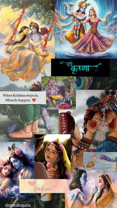 an image of hindu deities and their names in different languages, with the words written below them