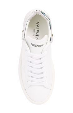 A chunky platform lends trend-right charm to this laid-back sneaker that's shaped from Italian leather. Leather upper/synthetic lining and sole Made in Italy Mario Valentino, Chunky Platform, White Silver, Italian Leather, Nordstrom Rack, Womens Sneakers, Mario, Leather Upper, In Italy