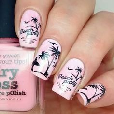 Diseños con Stamping Nails Coconut, Beach Themed Nails, Cruise Nails, Feather Nails, Tropical Nails, Tree Nails