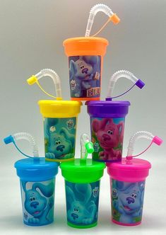 PRICES MAY VARY. 6 - 6oz Cups, 5.5 inches tall, Snap On Lids Assorted Neon Colors You will receive all items Separate in your package Assembly of cups and application of stickers is required 6 assorted “Blues Clues“ themed stickers Create your own Sipper Cups! 6 Lightweight Party Favor Cups (assorted colors), 6 Stickers, 6 snap on Lids, 6 Straws with caps. Fun DIY (Do It Yourself) Project the kids can join in on. Customize sipper cups with stickers to match your party theme. Assembly of cups and Party Favor Cups, Baby Birthday Party Theme, Favor Cups, Baby Birthday Themes