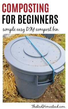 a composting for beginners simple easy diy compost bin with text overlay