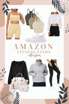 an image of women's clothing and handbags with the words amazon fitness finds