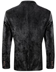 This Men's Designer Style Velvet Lapel Long Sleeve Blazer is perfect for formal occasions. It features a luxurious velvet lapel and long sleeves for a classic look. Enjoy the comfort and ease of a modern blazer without compromising on style. This men's velvet blazer is made from 95% Polyester and 5% Spandex. Velvet fabric create a stylish and lustrous look. Gives a unique sense of dignity. Imported Polyester lining Button closure Luxury Slim Fit Long Sleeve Blazer, Winter Slim Fit Tuxedo With Long Sleeves, Black Winter Tuxedo, Formal Long Sleeve Velvet Outerwear, Luxury Black Velvet Blazer, Black Velvet Outerwear For Formal Occasions, Long Sleeve Tuxedo For Black-tie Events, Tailored Velvet Tuxedo With Long Sleeves, Luxury Black Tuxedo For Fall