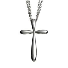 "PENDANT DETAILS Pendant length: .90 in. Chain length: 17 in. Clasp: lobster-claw Metal: rhodium-plated sterling silver Features: double chain  Size: 17"". Color: Grey. Gender: female. Age Group: adult." Sterling Silver Cross Pendant, Silver Cross Pendant, Topaz Necklace, Double Chain, Sterling Silver Cross, Cross Pendant Necklace, Silver Cross, Cross Pendant, Sterling Silver Necklaces