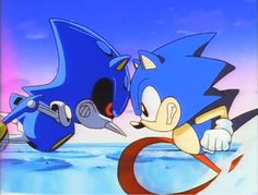 sonic the hedgehog is trying to stop someone from attacking him