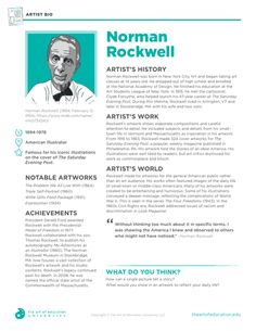 a resume for an artist with blue and green accents on the front, white background