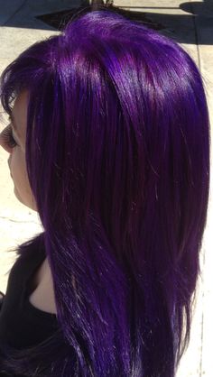 Purple Hair Vibrant, Purple With Black Hair, Bright Purple Hair Color, Purple Pink Hair, Bright Purple Hair, Violet Hair, Alternative Hair