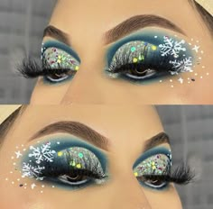 Amazing snow flakes eye makeup ❄️🎄 January Makeup, Xmas Makeup, Christmas Looks, Xmas Cake, Fun Makeup, Cake Face