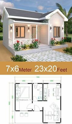 the floor plan for a small house with two bedroom and an attached bathroom, is shown in