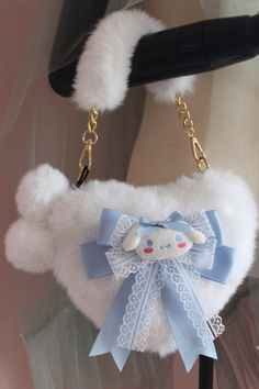 Cinnamoroll Inspired Heart Shape Bowknot Plush Bag Heart Crossbody Bag, Hippie Goth, Crossbody Bag Strap, Kawaii Bag, Heart Plush, Kawaii Clothing, Plush Bags, Crazy Funny Pictures, Punk Vintage